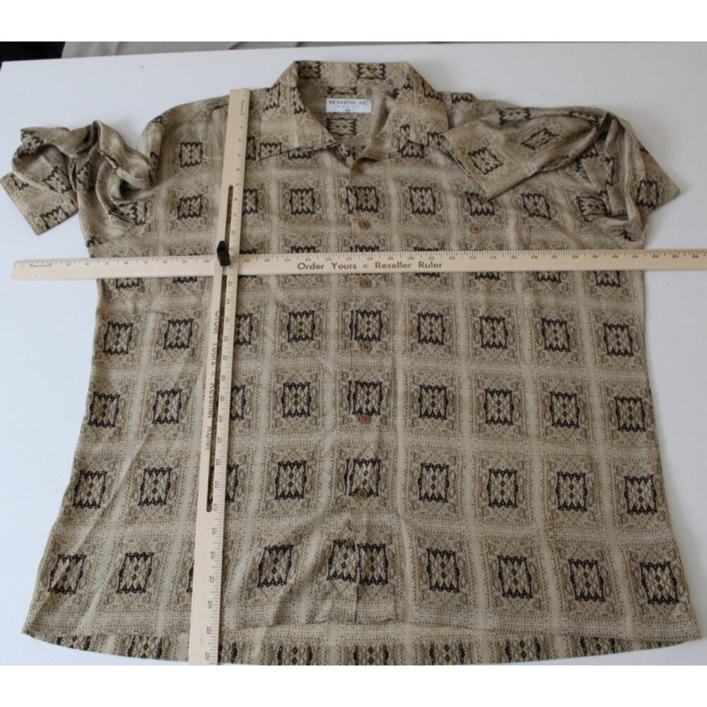 Mariscal Relax Men’s XL/EG Long Sleeve Button-Up Shirt Beige Geometric Pattern - Picture 3 of 4